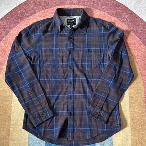Bonobos Brown and Blue Plaid Flannel Shirt